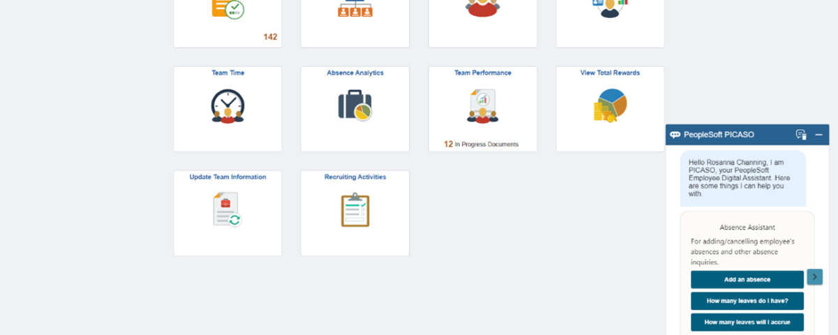 Chatbot Picaso Oracle PeopleSoft